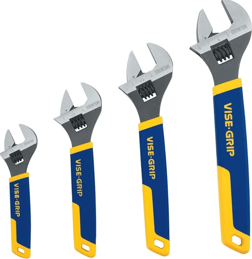 Irwin Vise-Grip Adjustable Wrench Set, 6 in, 8 in, 10 in, 12 in, Chrome, 4-Piece