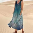 thumbnail image 2 of Vestido informal largo de verano con cuello redondo y rayas degradadas para mujer, 2 of 6