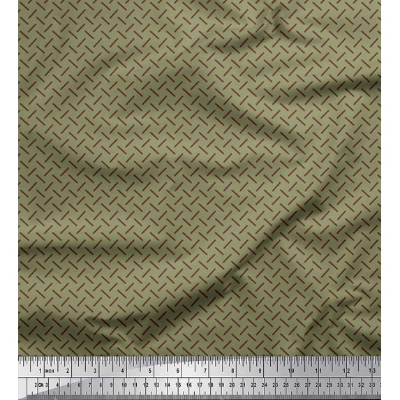 Soimoi Moss Georgette Fabric Diagonal Line Geometric Print Sewing Fabric Yard 42 Inch Wide