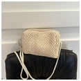 thumbnail image 4 of Granjero Gordo Bolso de mano tejido y bolsas de cosméticos, bolso de mano tejido elegante de playa de verano, bolso de hombro de 6,49 x 3,36 x 4,33 pulgadas (blanco), 4 of 5