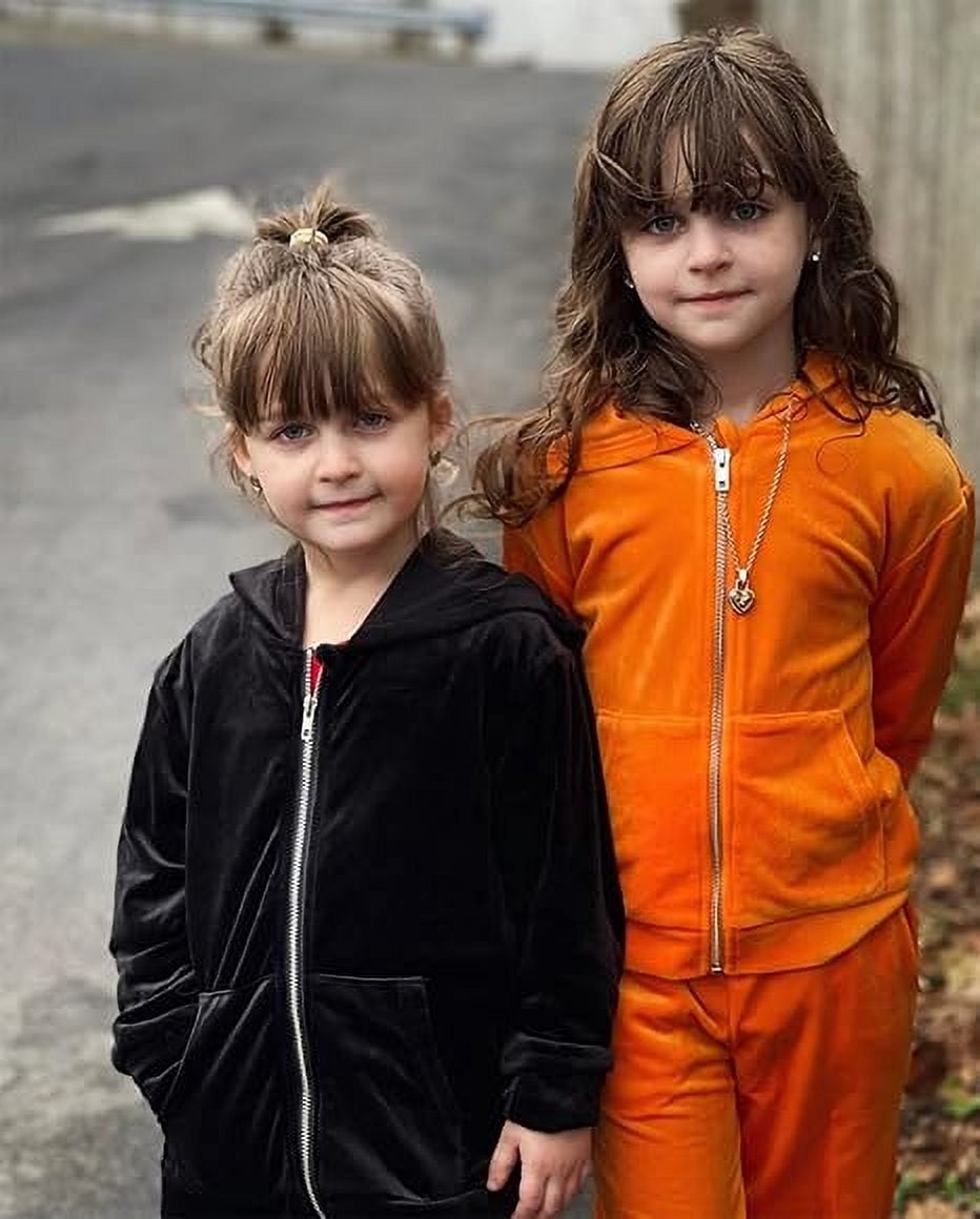 Oudiya Girls 2 Piece Outfits Velour Tracksuit Hoodie and Jogger Set Sweatsuit Athletic Clothes Sets