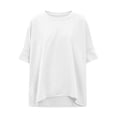 thumbnail image 6 of HOMBOM Short Sleeve Shirts for Women Pullover White Spring Solid Color Loose Young Womens T Shirts Crew Neck, 6 of 6
