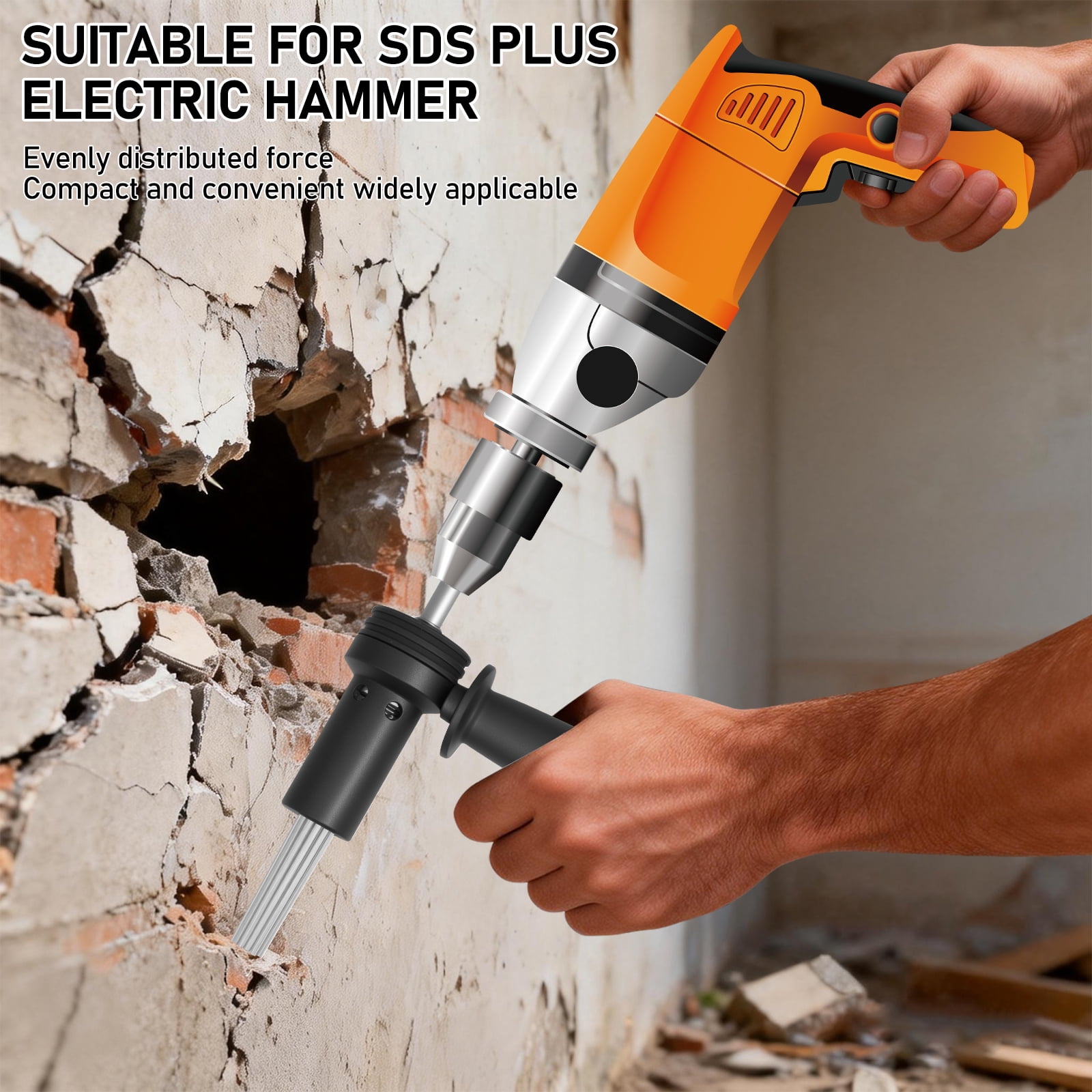 Needle Scaler SDS Plus Attachment for Hammer Drill Needle Scaler Alternative 18 Prong for Paint Stripping Rust Removal Concrete Scabbling