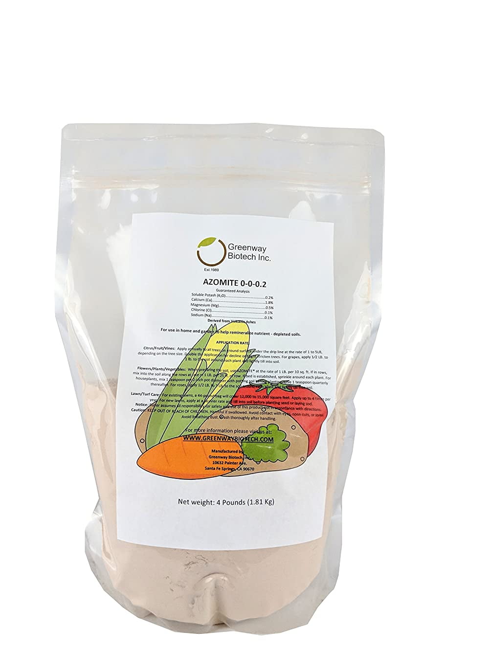 Azomite Rock Dust Volcanic Ash Certified Dealer Organic Trace Minerals Greenway Biotech Brand 15 Pounds Walmart Com