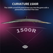 ZZA 32 inch 300HZ Curved Gaming Monitor, QHD 2560 * 1440 PC Monitor, 1500R, Refresh Rate, VA Display, AMD FreeSync , 120% sRGB Color Gamut,HDMI 2.1/DP1.4
