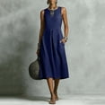 thumbnail image 4 of IUYRTFE Women's Loose Fit Sleeveless Tank Dress with Pockets Cotton Linen Blend Casual Summer Midi Dress, 4 of 6
