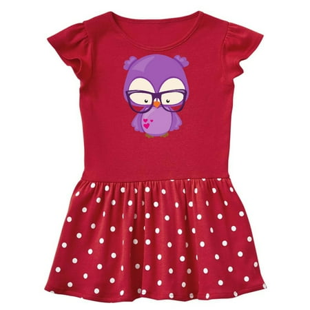 

Inktastic Valentine s Day Owl Purple Owl Glasses Hearts Gift Baby Girl Dress