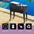 thumbnail image 5 of Costway Outdoor Rattan 80QT Party Portable Rolling Cooler Cart Ice Beer Beverage Chest, 5 of 10