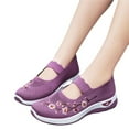 thumbnail image 6 of Tao Tao Women's Loafer Wedges Shoes Comfortable Office Work Shoes Cute Penny Loafer Slip On Walking Driving Shoes Embroidery Flower Knit Breathable Air Platform Sneakers Purple 37, 6 of 9