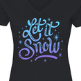 thumbnail image 4 of Inktastic Winter Let It Snow Lettering in Blue with Snowflakes Women's V-Neck T-Shirt, 4 of 5
