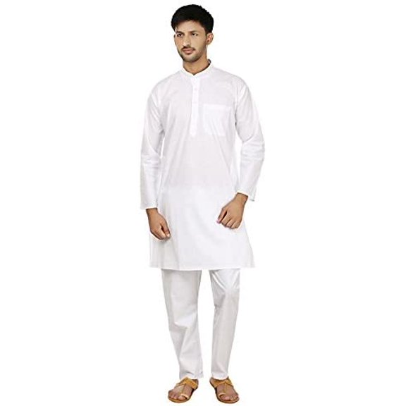 Royal Mens White 100% cotton luxury kurta pyjama