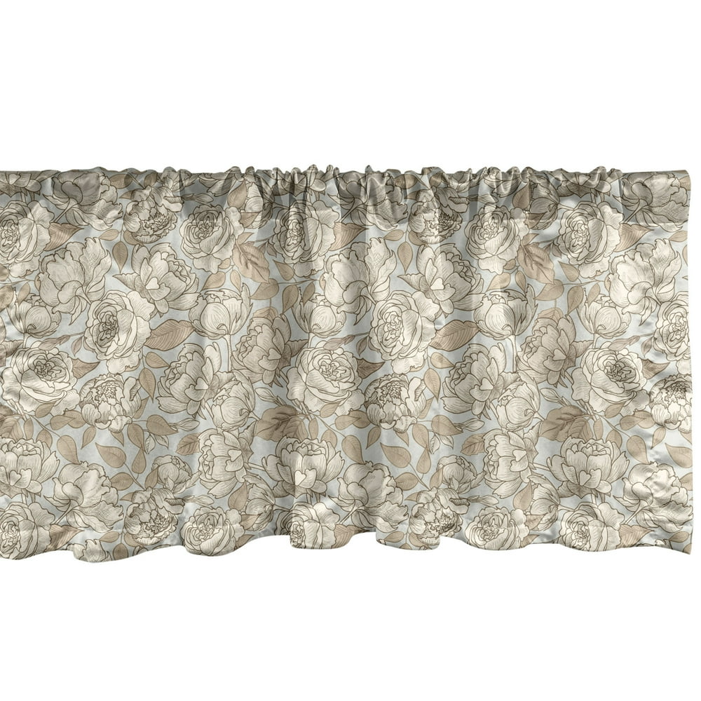 Ambesonne Beige Window Valance, Floral Ornamental Pattern with Wedding