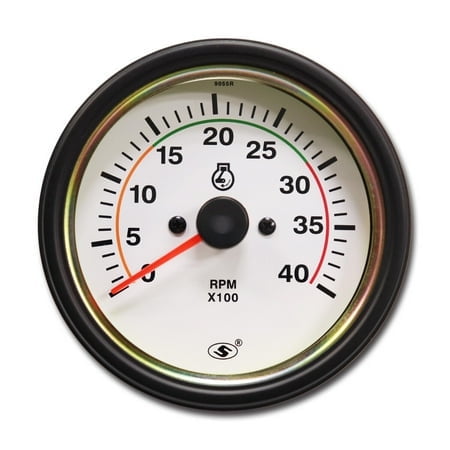 MOTOR METER RACING Universal Diesel Tachometer for Alternator W Terminal 85mm 3-3/8" 4000 RPM White Dial in Dash 12/24 Volt