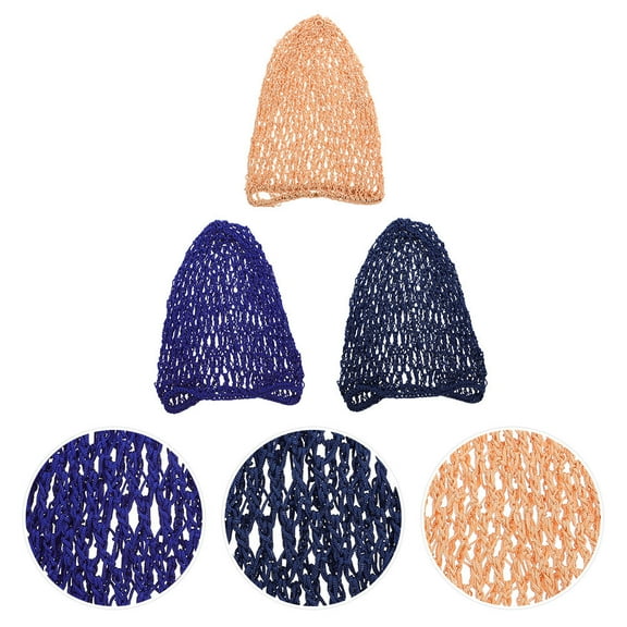 Soimiss 3 Pcs Assorted Color Crochet Hair Net Cover for Women's Made of Durable Polyester for Home Use