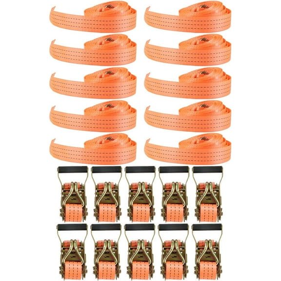munirater 10 Pack 1.5 x 15 Ratchet Straps J Hook 4000Lbs Heavy Duty Tie Downs Straps