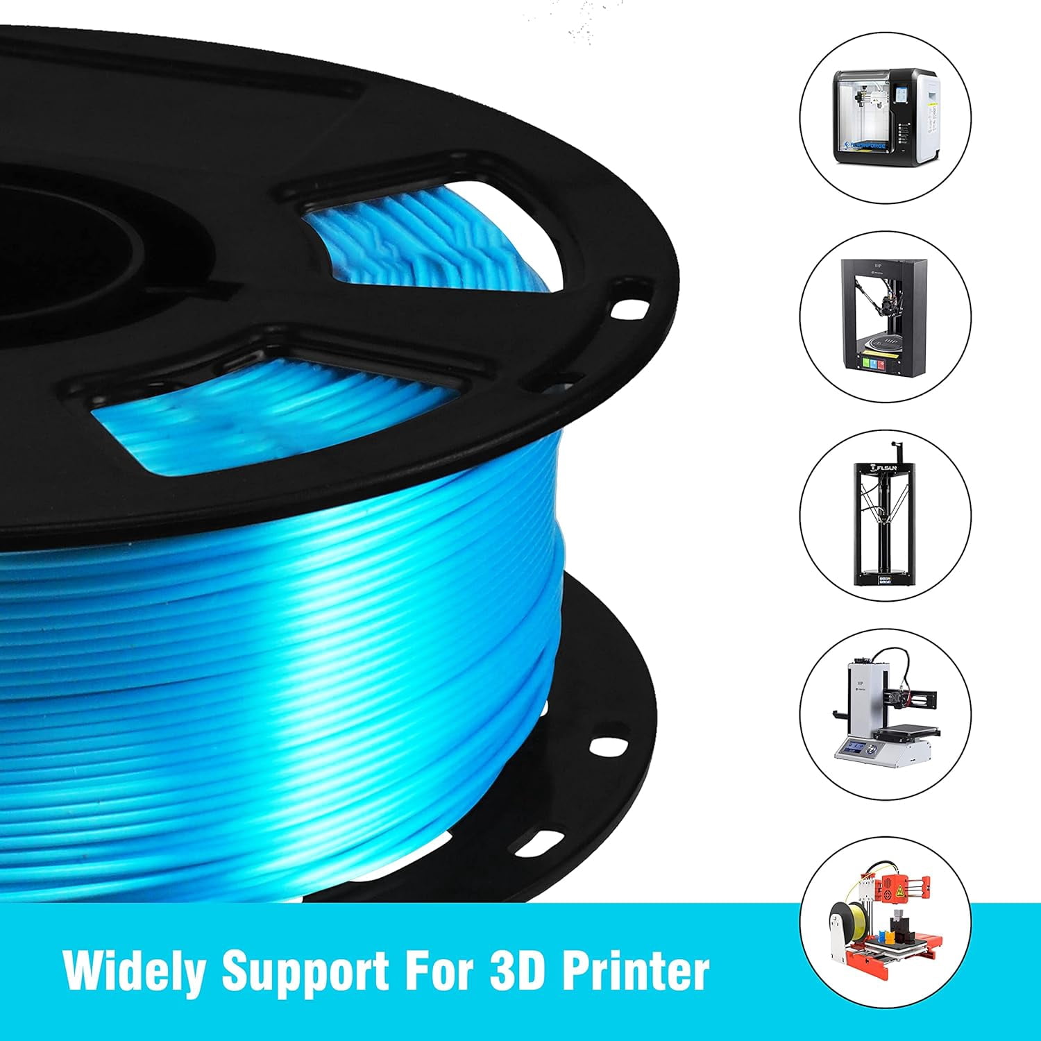 Silk Acid Blue PLA Peacock Blue Pearlescent Shining 3D Printing Material, 1kg 2.2lbs 1.75mm 3D Plastic Material, Widely Support for FDM 3D Printer, Easy to Print