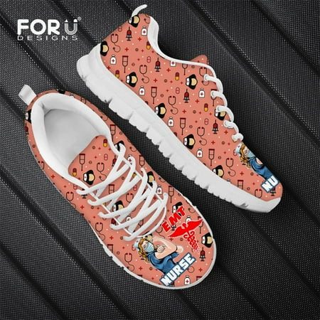 

Paramedic EMT EMS/Nurse Blue Women s Shoes Flats Casual Sneakers Nursing Lace-up Air Mesh Female Light Zapatos Mujer