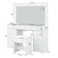 thumbnail image 3 of Yanosaku Modern Lighted Vanity Stool with Mirror, 12 LED Lights, Storage Drawers, Adjustable Brightness, 3 of 8