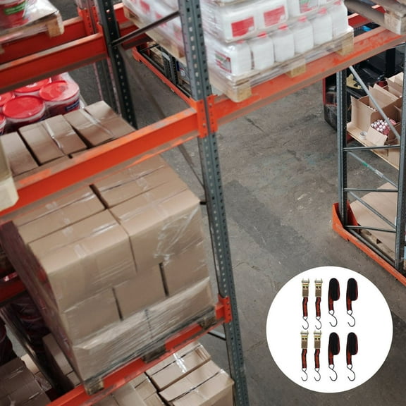 Amosfun 4Pcs Cargo Tie Down Strap Ratchet Strap with High Strength Polyester for Car Transport