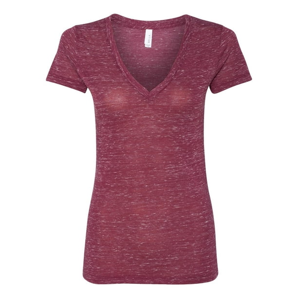 Download Bella Canvas Bella Canvas 6035 Ladies Deep V Neck T Shirt Maroon Marble Small Walmart Com Walmart Com