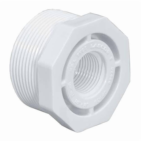 PVC Reducing Bushing, MNPT x FNPT, 1 1/2 in x 1/2 in Pipe Size
