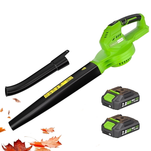 Cordless Leaf Blower - 20V Electric Leaf Blower with 2 X 2.0Ah Batteries and Charger, 3 Speed Mode, Lightweight Battery Powered Leaf Blowers for Lawn Care, Blowing Leaves and Dust, etc.