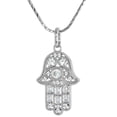 thumbnail image 2 of Sterling Silver Cubic Zirconia Hamsa Necklace Micro Pave Rhodium finish 16 inch RHB206H, 2 of 4