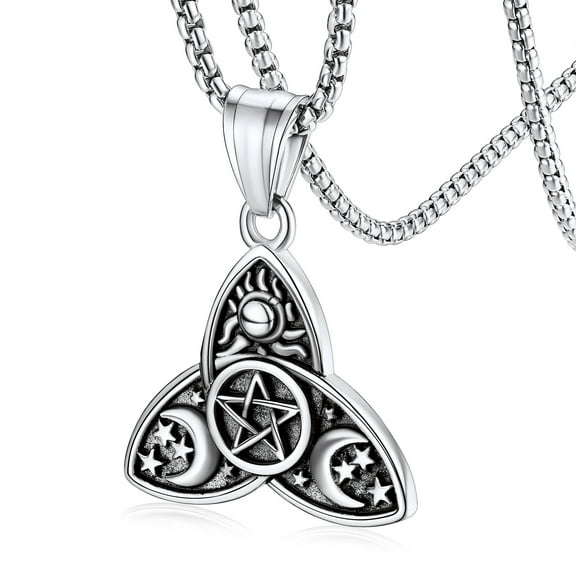FaithHeart Celtic Knot Moon Goddess Necklace for Women Wiccan Jewelry Pentacle Witchcraft Amulet Birthday Christmas Jewelry Gift for Mom Grandmother