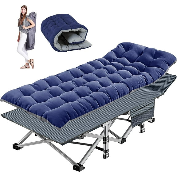 ABORON Folding Camping Cot for Adults 800lbs, Heavy Duty 28" Extra Wide Sleeping Cots with 2 Sided Mattress & Carry Bag for Camp/Office/Home