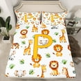 thumbnail image 2 of Manfei Kawaii Cartoon Animal Queen Sheet Sets, Monogrammed P Flat Sheet, Initial A to Z Letter Queen Fitted Sheet, Lightweight Room Decor, 4 Pieces, 2 of 7