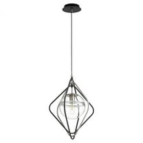 Quorum Lighting - Gimble - 1 Light Pendant-Noir/Satin Nickel Finish