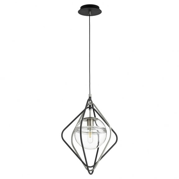 Quorum Lighting - Gimble - 1 Light Pendant-Noir/Satin Nickel Finish