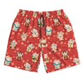 thumbnail image 2 of Honeii's Japanese Maneki Cats Print Men's Casual Shorts with Drawstring，Swim Trunks Quick Dry Beach Shorts, 2 of 5