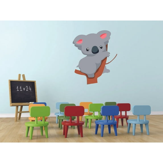Cute Baby Koala Adorable Cartoon Character Wall Art Decal Vinyl Sticker Girls Boy Room Bedroom Nursery Kindergarten House Home Wall Decor Removable Peel and Stick Durable Quality Sticker 20x12 inch