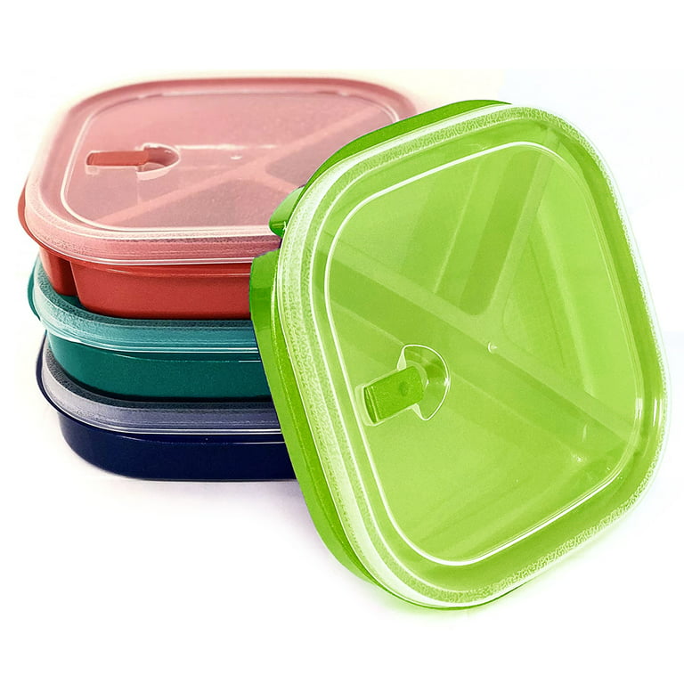 6 Reusable Food Storage Container Meal Prep 3 Section Plate Microwave BPA Free