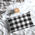 thumbnail image 5 of Goofa White And Black Plaid Print Plush Throw Pillow Case, Soft Velvet with Hidden Zipper, Decorative Cushion Cover for Sofa, Bed, Car, and Home Décor-20"x30", 5 of 6