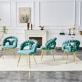 thumbnail image 2 of LUFTUT Velvet Dining Chairs Set of 4, Modern Upholstered Kitchen & Accent Chairs, Teal Upholstery with Gold Metal Legs, Luxury Vanity & Dining Room Furniture, 2 of 8