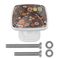 thumbnail image 1 of 4 Pieces Set Drawer Pulls Handle Square Wardrobe Cabinet Knobs with Stainless Steel Screws Furniture Kitchen Decor, 1 of 5