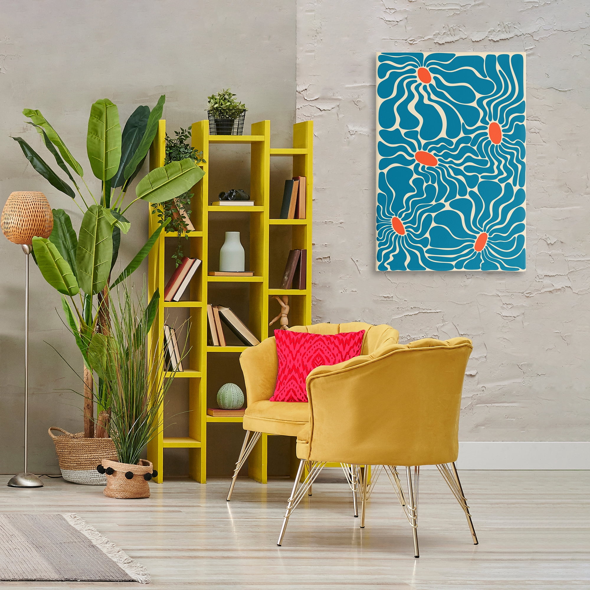 Stupell Industries Groovy Fluid Flowers Botanical & Floral Painting Gallery Wrapped Canvas Art Print Wall Art, 24 x 36