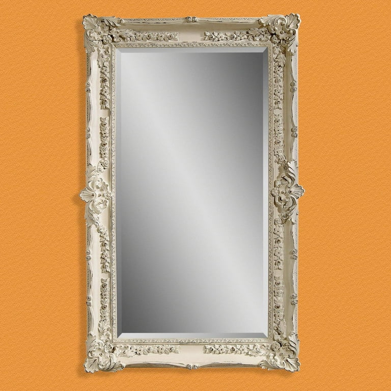 Antique White Wall Leaning Floor Mirror 43w X 69h In Com Wall Leaning Floor Mirror 43w, White And Gold Leaning Floor Mirror