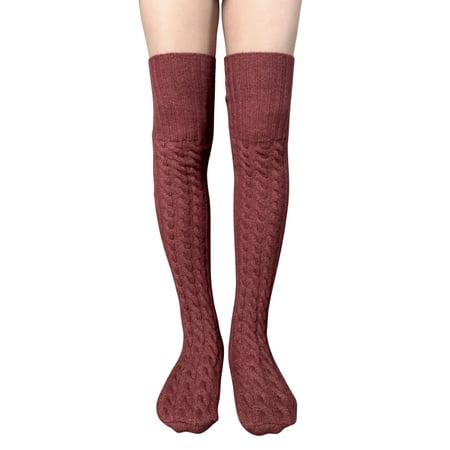 

Women Winter Over Knee Thigh High Woolen Socks Knitted Warm Long Leg Warmers