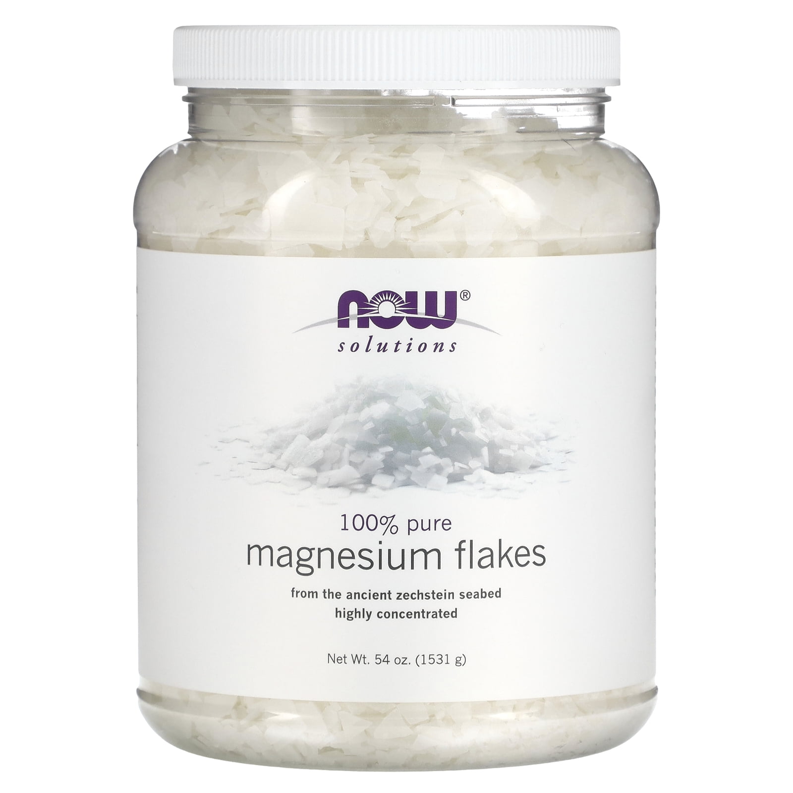 NOW Solutions, Magnesium Flakes, Pure, from the Ancient Seabed, Highly Concentrated, 54-Ounce