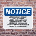 thumbnail image 4 of (2 Pack) Lab Requirements For Entry Closed Toed OSHA Notice Sign 14 Inch X 10 Inch Indoor / Outdoor Rust-Free Aluminum Metal Signs for Workplace, Workshop, and Construction Site, Made, 4 of 8