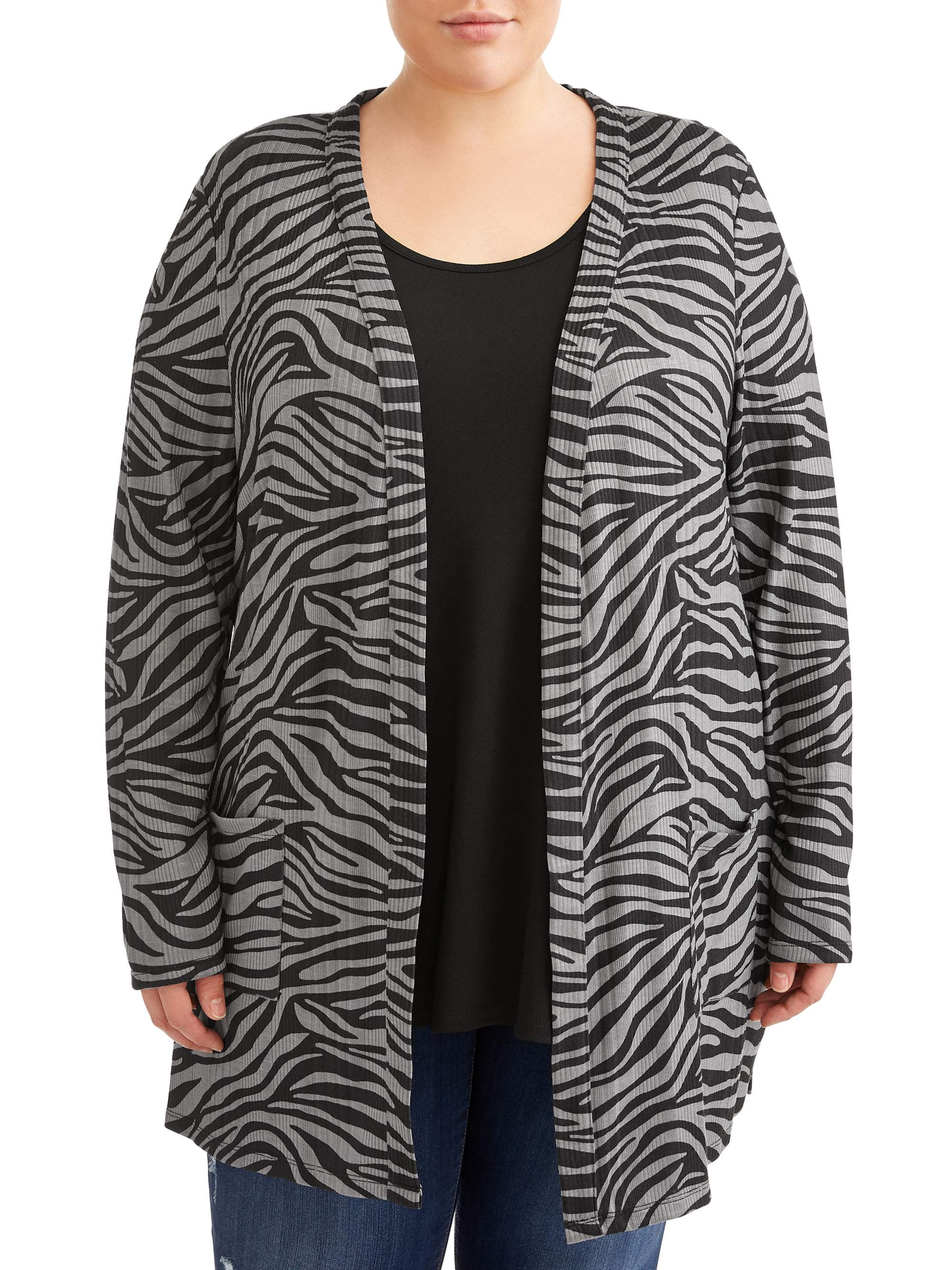 Terra /& Sky Women/'s Ribbed 2Fer Cardigan with Scoopneck Tank Top 2X 20W-22W