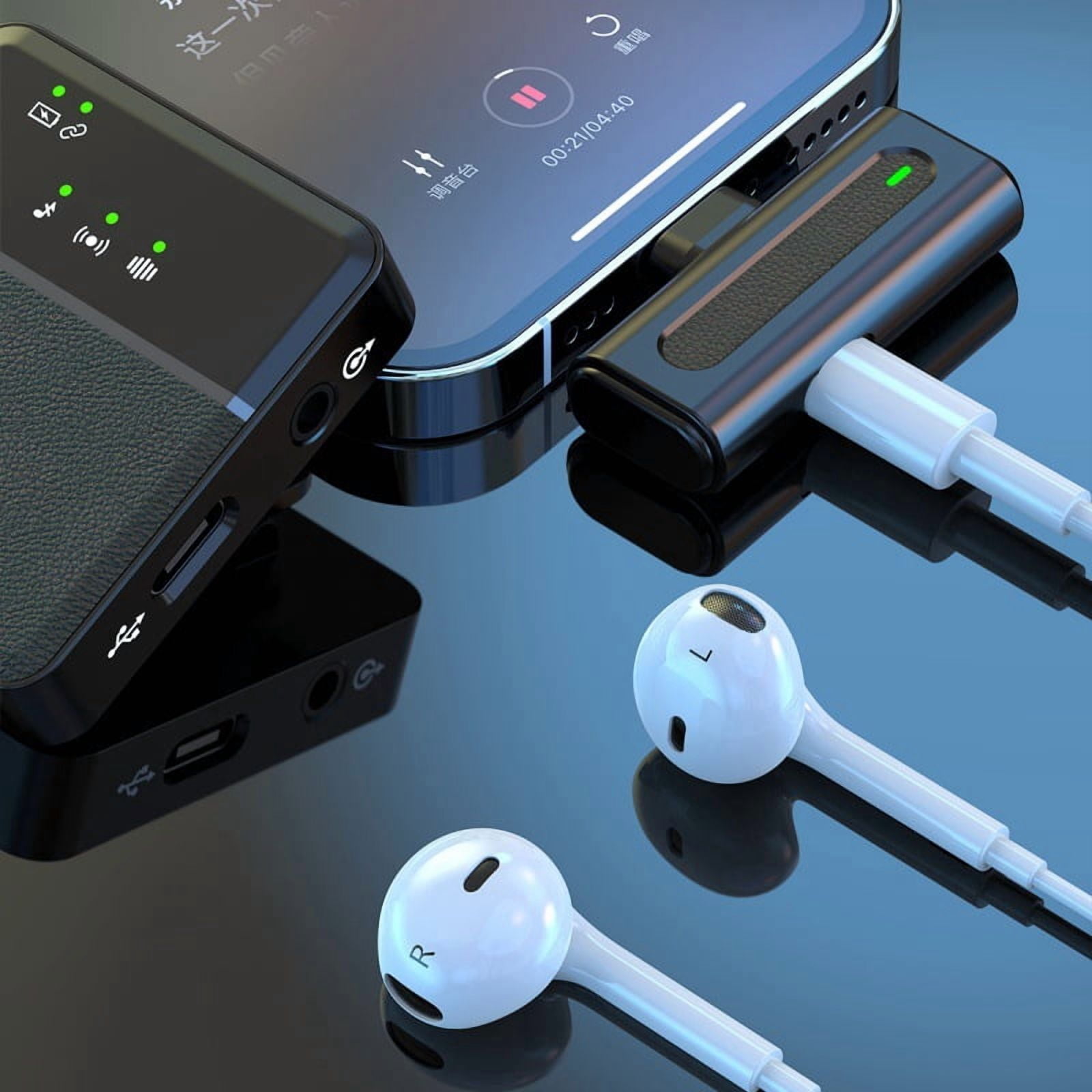 Portable Wireless Lavalier Microphone, Smart Noise Cancellation Clip-on Mic for Outdoor Live Stream Interview Audio Recording, Lightweight Cordless Mic for iPhone Android Camera Vlog
