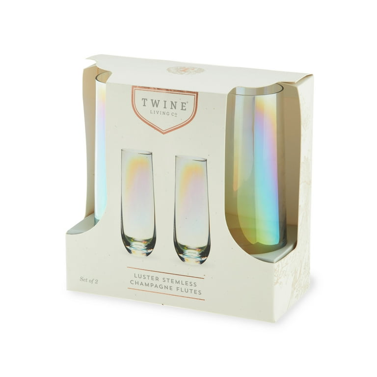 Twine Luster Stemless Champagne Glasses, Set Of 2, 10 Oz. Rainbow