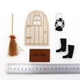 thumbnail image 4 of Juego de decoración navideña para casa de muñecas con escenas en miniatura, 6 adornos para casa, juego de adornos navideños, diseño plegable de 2 niveles, base de madera, portátil para, 4 of 9