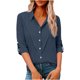 thumbnail image 1 of Camisas de Manga Larga para las Mujeres Blusa de Túnica de Imitación de Botón de Solapa de Ajuste Suelto con Tela Suave, Top de Verano Transpirable para Uso Diario Informal, 1 of 7