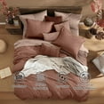 thumbnail image 2 of Queen Comforter Set - 7 Pieces Cationic Dyeing Terracotta Bed in a Bag Queen Bedding Sets with Comforter, Sheets, Pillowcases & Shams, Reversible Bedding Comforters Sets, 2 of 6