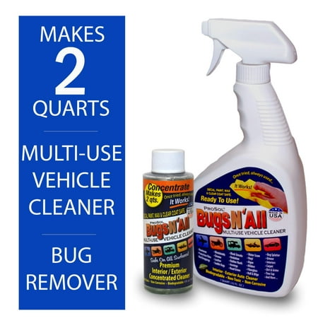 Bugs N All - Best All Purpose Interior & Exterior Vehicle Cleaner & Bug Remover. 4oz. Concentrate Makes 2 Quarts. Includes: Empty 1 Qt. Spray Bottle - Safe on Wax, Clear Coat, (Cars With Best Interiors In India)